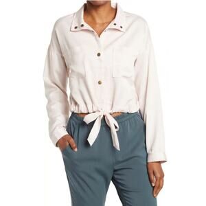 MARINE LAYER OSLO JACKET SIZE MEDIUM LIGHTWEIGHT TIE HEM UTILITY JACKET IN PINK